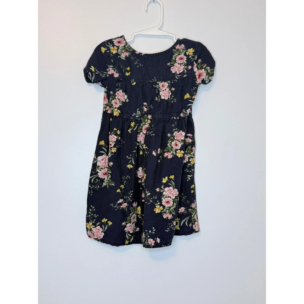 Old Navy Girls Floral Button Front Dress Navy Blue‎ 4T